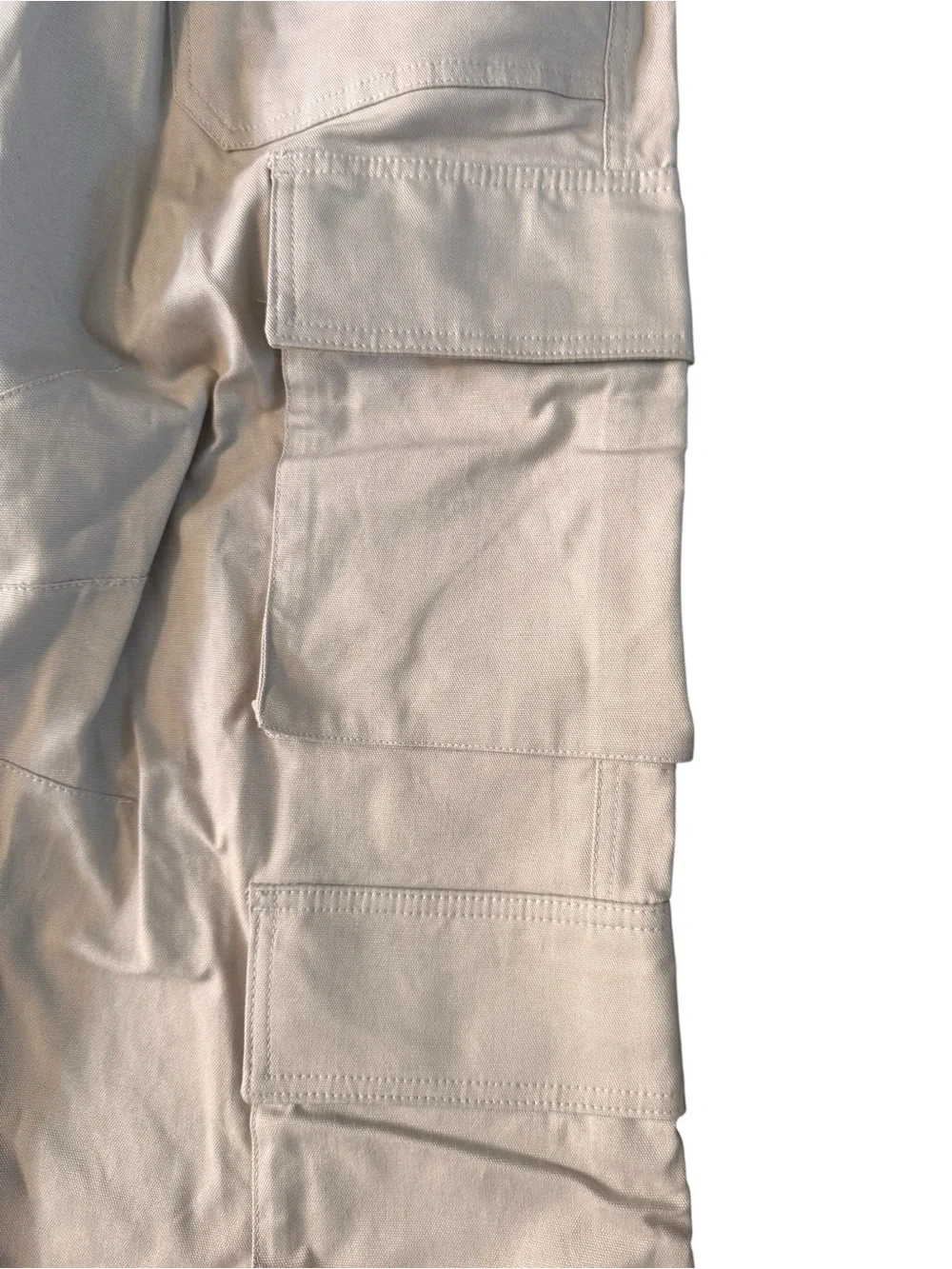 Mode of One Men Relaxed Fit Utility Cargo Pants DarK Ecru Beige Size 32 Workman